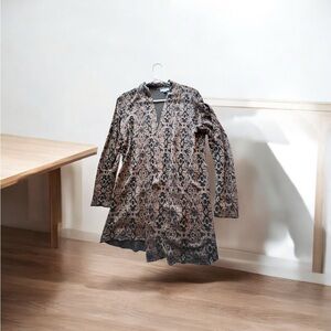 Charter Club Black and Tan Patterned Coat